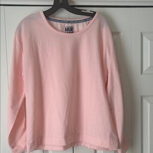 Muk Luks Pink Sweatshirt Size L Ruching on Sleeves